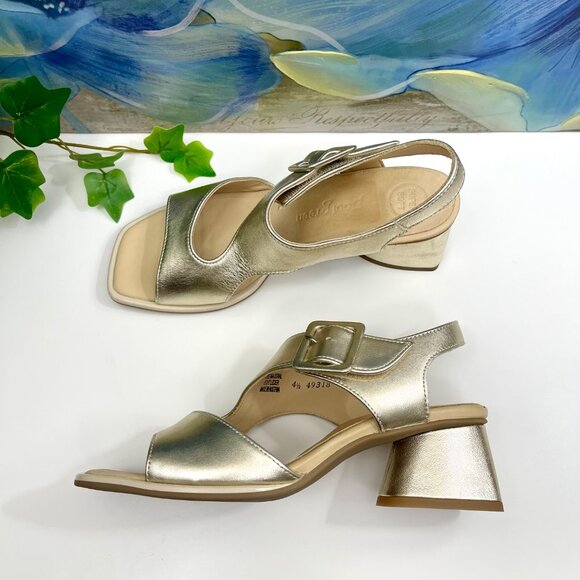 Paul Green Patent Tanya Slingback Sandal in Gold Patent Size 4.5 / US 7 - Picture 6 of 14
